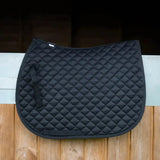 Black quilted saddle pad with diamond stitching and reinforced edge from gallop high density quilted saddle series