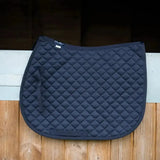 Navy blue gallop high density quilted saddle pad with diamond stitching and black side strap for riding comfort