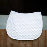 White quilted saddle pad with diamond stitching and soft padding from the gallop high density quilted saddle line