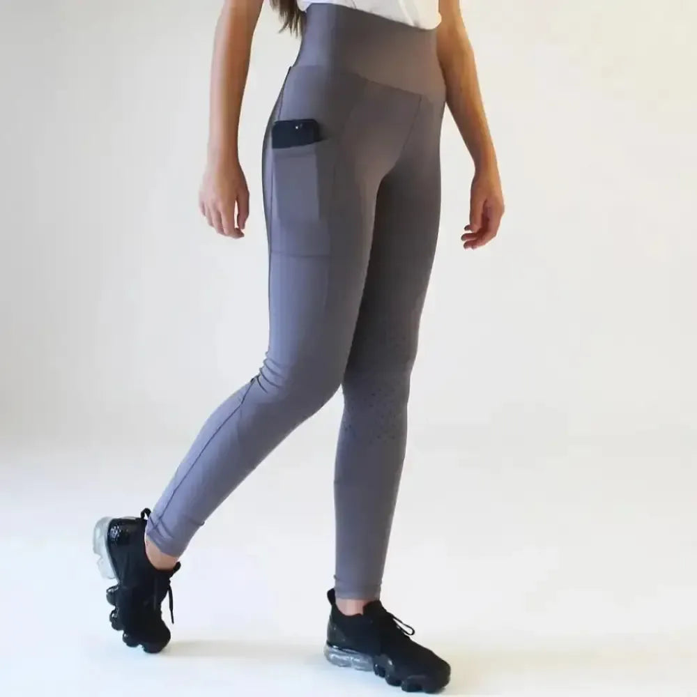 Gallop High-Waist Pocket Tights Grey X Small Riding Tights
