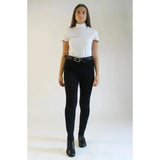 Black high-waisted gallop ladies classic plain jodhpurs with sleek fit and subtle stitching details