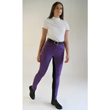 Purple gallop ladies two tone jodhpurs with black side panels and eye catching contrast in a fitted design