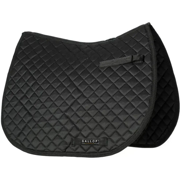 Black quilted gallop light classic saddlecloth with diamond pattern and classic saddlecloth brand label