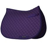 Deep purple quilted gallop light classic saddlecloth with diamond pattern and black trim featuring gallop label
