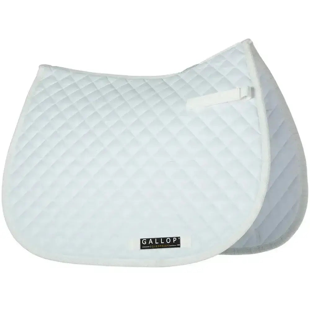 White quilted gallop light classic saddlecloth with subtle diamond pattern and black gallop brand label