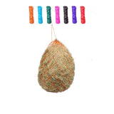 Orange mesh gallop medium haynet with natural woven texture and generous tie string hanging loop at the top