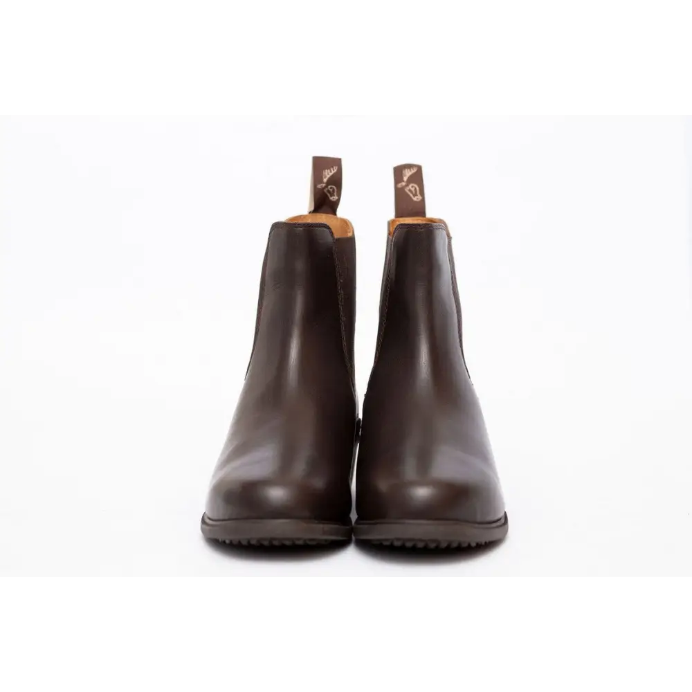 Pair of dark brown leather Chelsea boots from Gallop New Children’s Elegance Leather Paddock Zip Boots