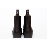 Black leather Chelsea boots with elastic side panels, perfect for children’s elegance leather paddock