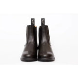 Black synthetic jodhpur boots with elastic side panels and low block heel perfect for elegance leather paddock look