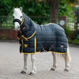 Black quilted gallop ponie 200g stable rug with yellow trim medium weight combo for horse warmth and comfort