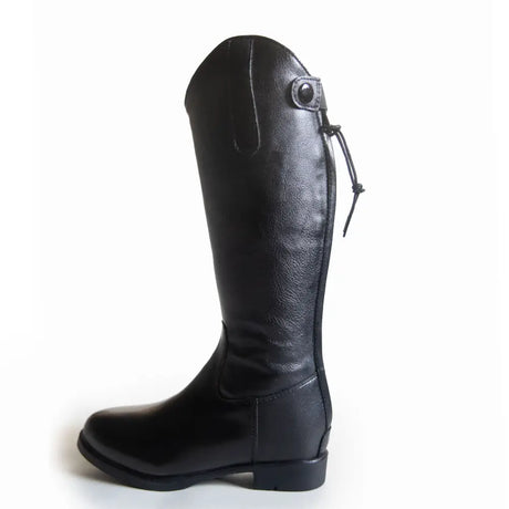 Black leather gallop ponie legacy long riding boot with sleek smooth finish and subtle texture