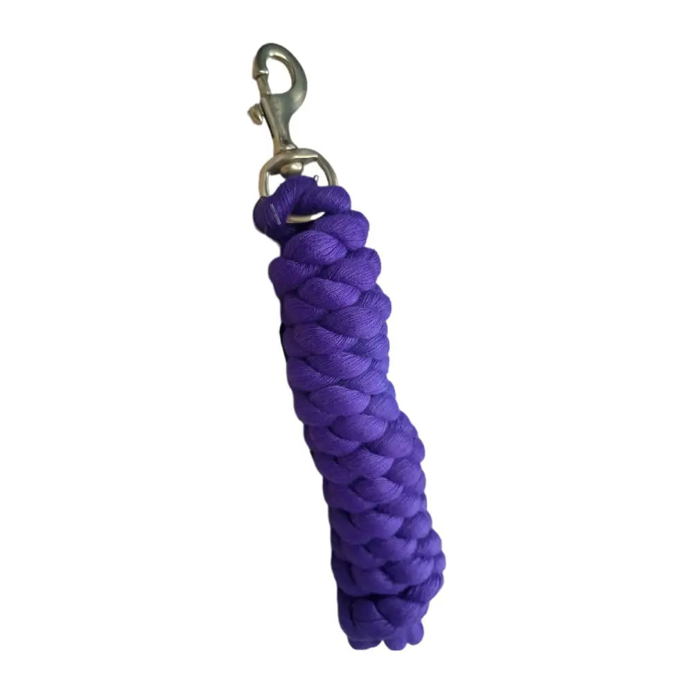 Purple braided gallop premium polycotton lead rope with silver metal clip for secure horse handling