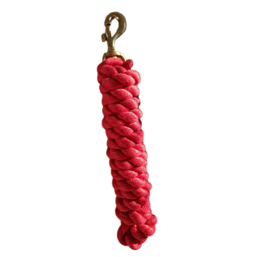 Red braided polycotton lead rope with brass hook from gallop premium polycotton for reliable horse handling