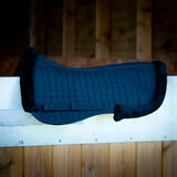 Blue quilted gallop prestige fully lined half saddle pad with black edges perfect for riding comfort