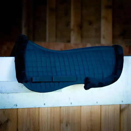 Blue quilted gallop prestige fully lined half saddle pad with black edges perfect for riding comfort