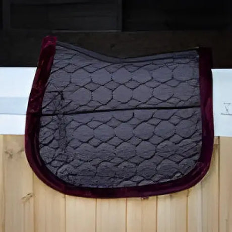 Burgundy quilted saddle pad with hexagonal stitching from Gallop Prestige fully lined saddle