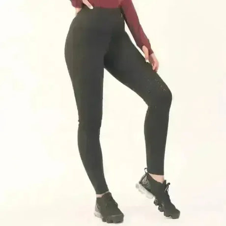 Gallop Riding Tights With Pockets Silicone Knee Riding Tights Black - Xs Riding Tights