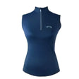Navy gallop sleeveless zipped base layer with half-zip neckline and subtle chest logo for athletic wear