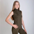 Olive green gallop sleeveless zipped neck base layer perfect for layering and active wear