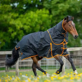 Gallop Trojan Dual 100g Detachable Neck Turnout Rug Navy/Orange 5'3" Turnout Rugs