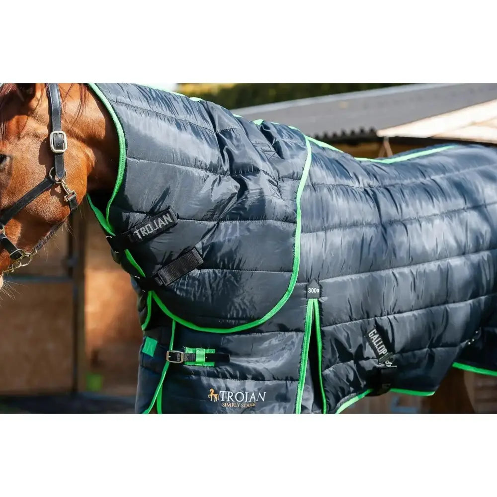 Gallop Trojan Stable Rug 300g Dual Heavy Weight Neck Set Black/Green 5'6 Stable Rugs Barnstaple Equestrian Supplies