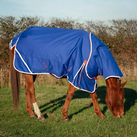 Gallop Trojan Xtra 200g Medium Weight Dual Turnout Rugs With Detachable Necks Royal Blue/Red Bindings 5'6'' Gallop Equestrian Turnout Rugs Barnstaple Equestrian Supplies