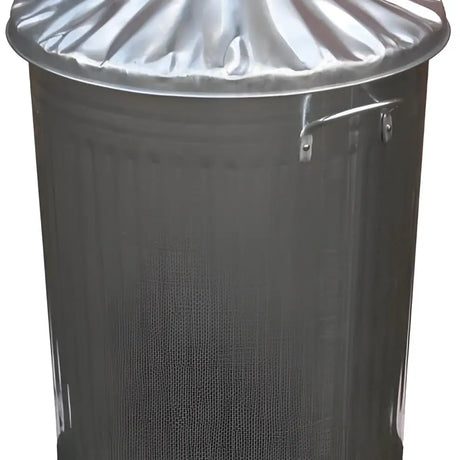 Galvanised taper dustbin with ribbed body and lid handle rodent proof feed bin 90litre multi-purpose storage solution