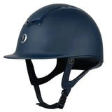 Navy blue gatehouse ciana riding hat with sleek matte finish and black adjustable straps for lightweight ciana riding
