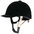 Black velvet gatehouse jeunesse velvet equestrian helmet with smooth rounded dome and short brim for riding use