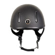 Black matte gatehouse r20 jockey skull black equestrian helmet with ventilation slots and silver logo for cross country