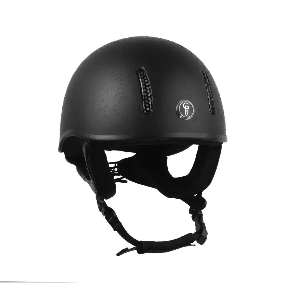 Black matte gatehouse r20 jockey skull black equestrian helmet with ventilation slots for cross country riding