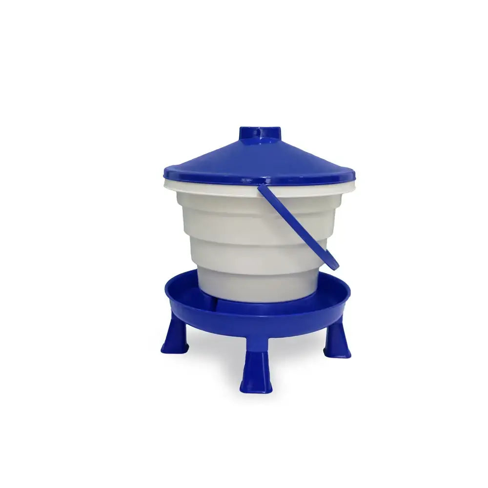 Blue and white gaun bucket drinker with legs blue white collapsible feeder lid handle and pedestal base for poultry