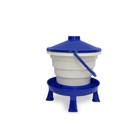 Blue and white gaun bucket drinker with legs blue white collapsible feeder lid handle and pedestal base for poultry