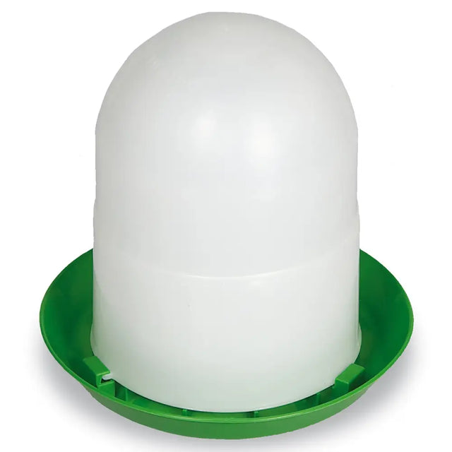 White plastic dome-shaped durable plastic gaun chick feeder with green base perfect chick feeder green design