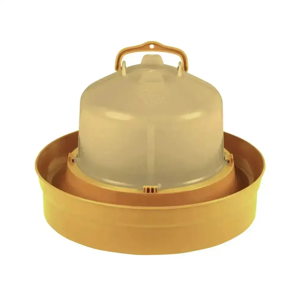 Yellow plastic gaun chicken drinker deep with translucent dome handle and deep base for easy poultry watering