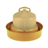 Yellow plastic gaun chicken drinker deep with translucent dome handle and deep base for easy poultry watering