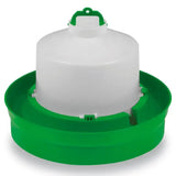 Green and white plastic gaun chicken drinker deep with dome reservoir and circular drinker deep base for poultry water