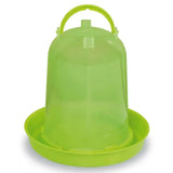 Bright lime green gaun chicken drinker eco green made of durable plastic with handle and matching base for easy feeding