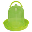 Bright lime green gaun chicken drinker eco green made of durable plastic with handle and base tray for easy feeding
