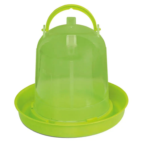 Bright lime green gaun chicken drinker eco green made of durable plastic with handle and base tray for easy feeding