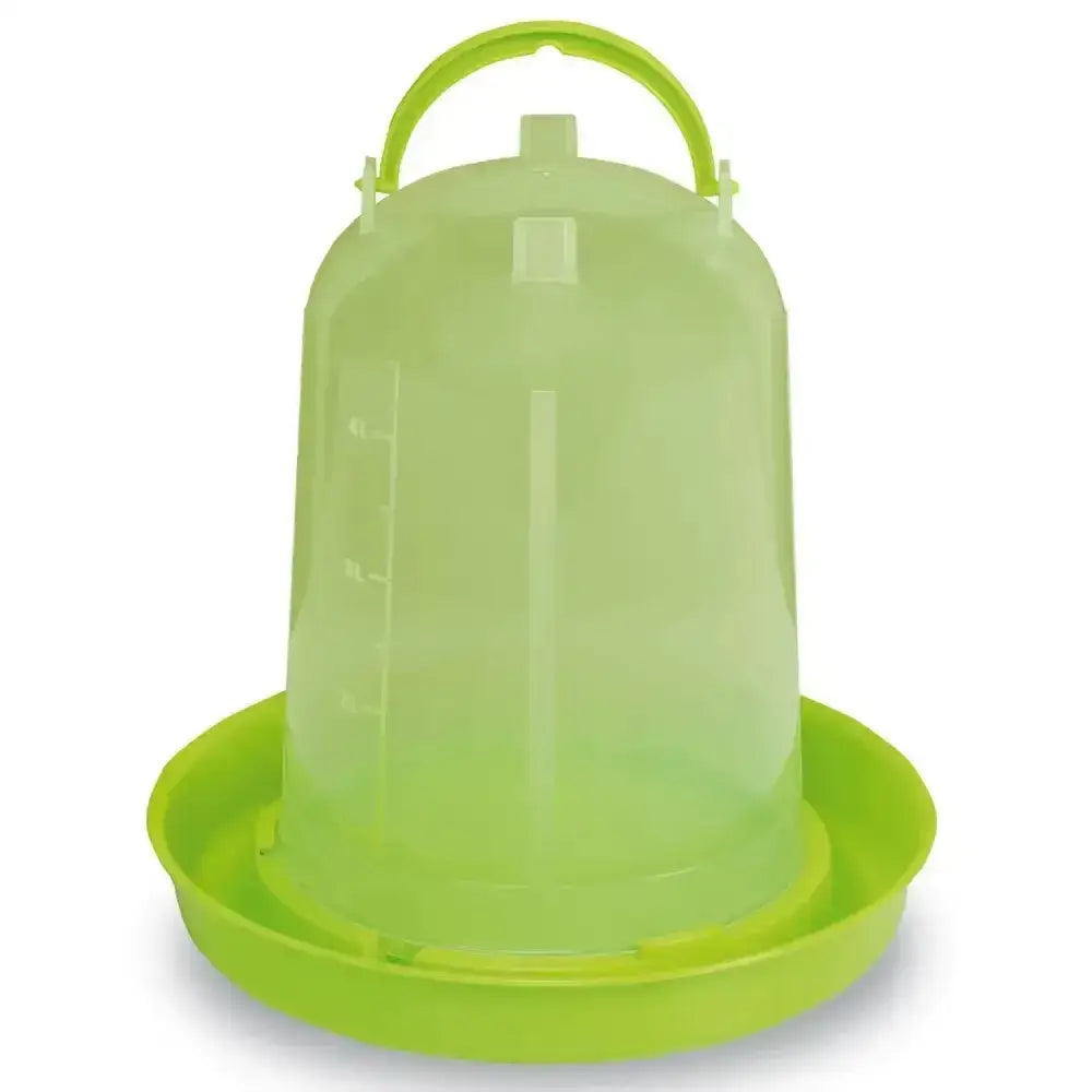 Lime green durable plastic gaun chicken drinker with handle and base for easy use as a chicken drinker eco green