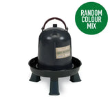 Black plastic gaun chicken drinker eco recycled with dome top handle and four-legged base for poultry use