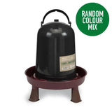 Gaun chicken drinker eco recycled black plastic chicken feeder with handle and maroon base for easy feeding