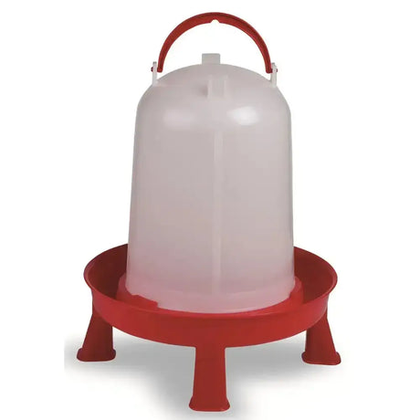 Red gaun chicken drinker eco with durable plastic feeder, translucent white dome, and handle for easy use