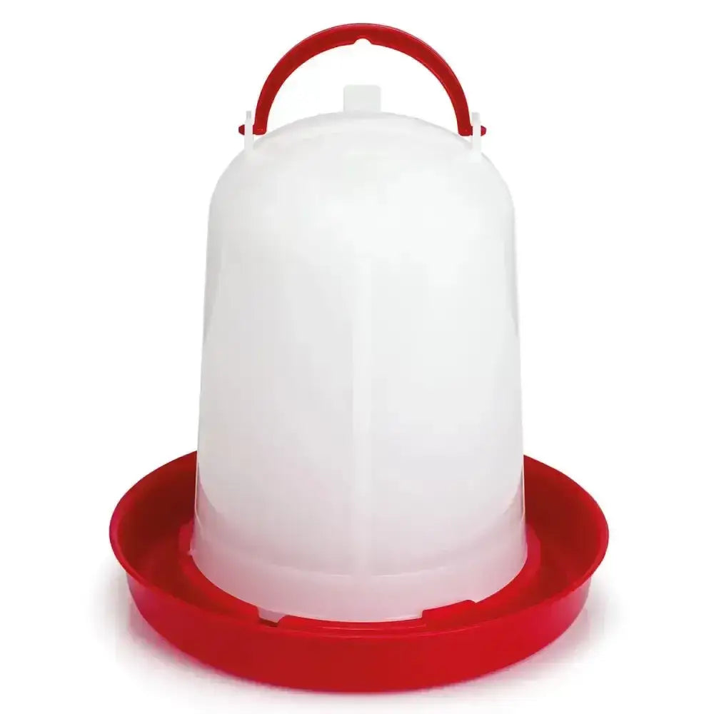 White plastic gaun chicken drinker eco red with red handle and base durable plastic drinker for poultry feeding