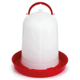White plastic gaun chicken drinker eco red with a red handle and base durable plastic drinker for poultry use