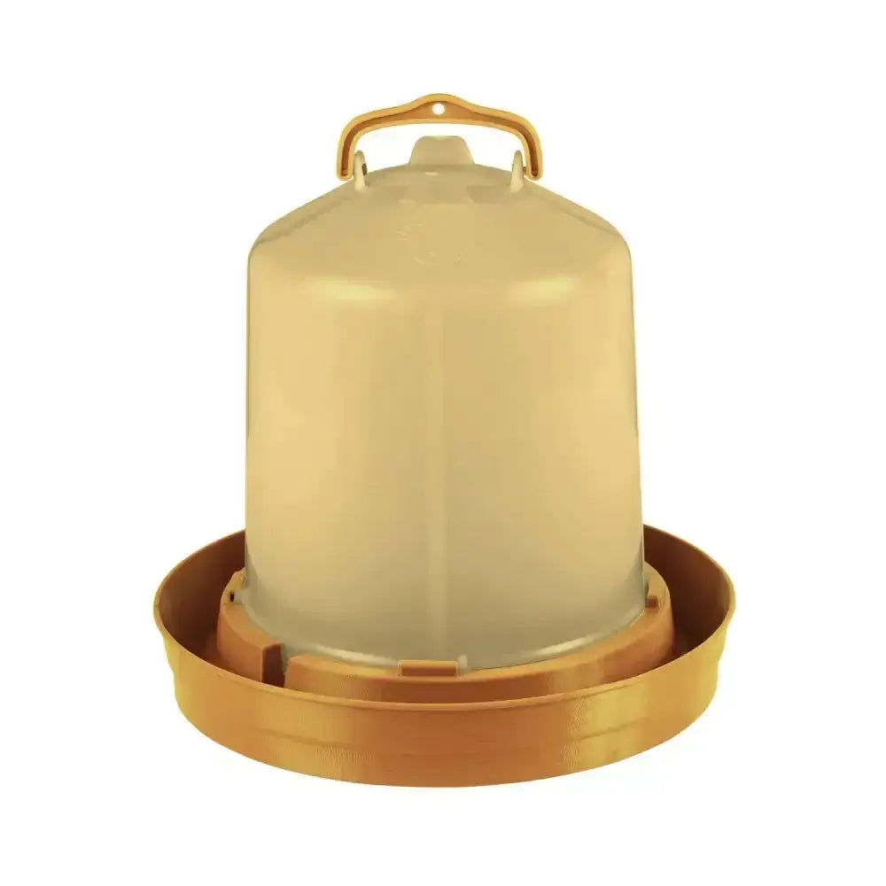 Beige durable plastic gaun chicken drinker with gold handle and base for easy use in chicken drinker gold setup