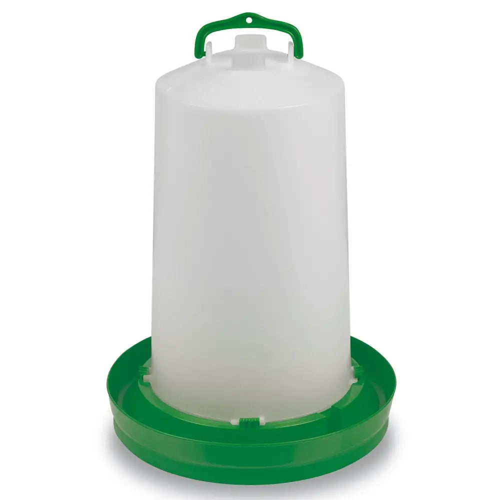 White plastic gaun chicken drinker with green handle and base durable plastic drinker for poultry use chicken drinker green