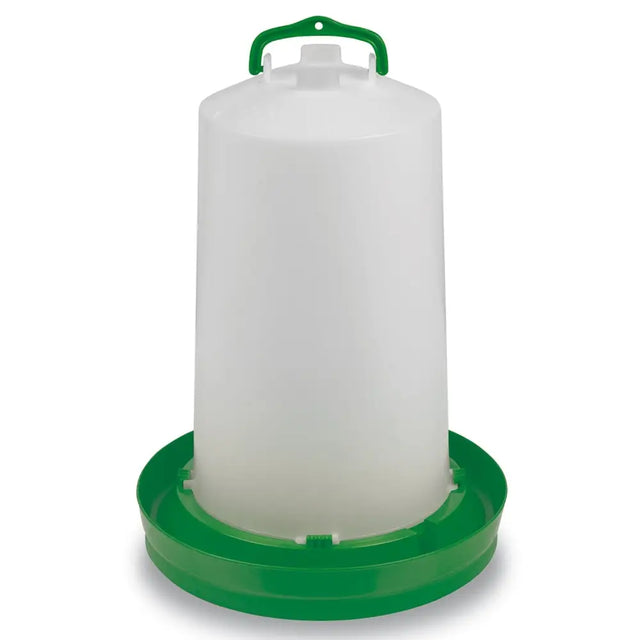 White plastic gaun chicken drinker with green handle and base durable plastic drinker for poultry use chicken drinker green