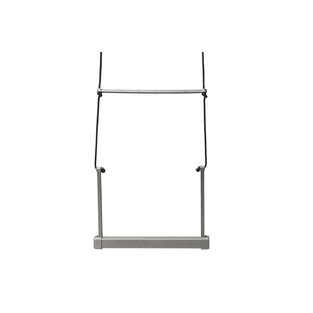 Silver metal fire exit ladder with black rope straps for gaun chicken swing made from 100 percent recycled plastic